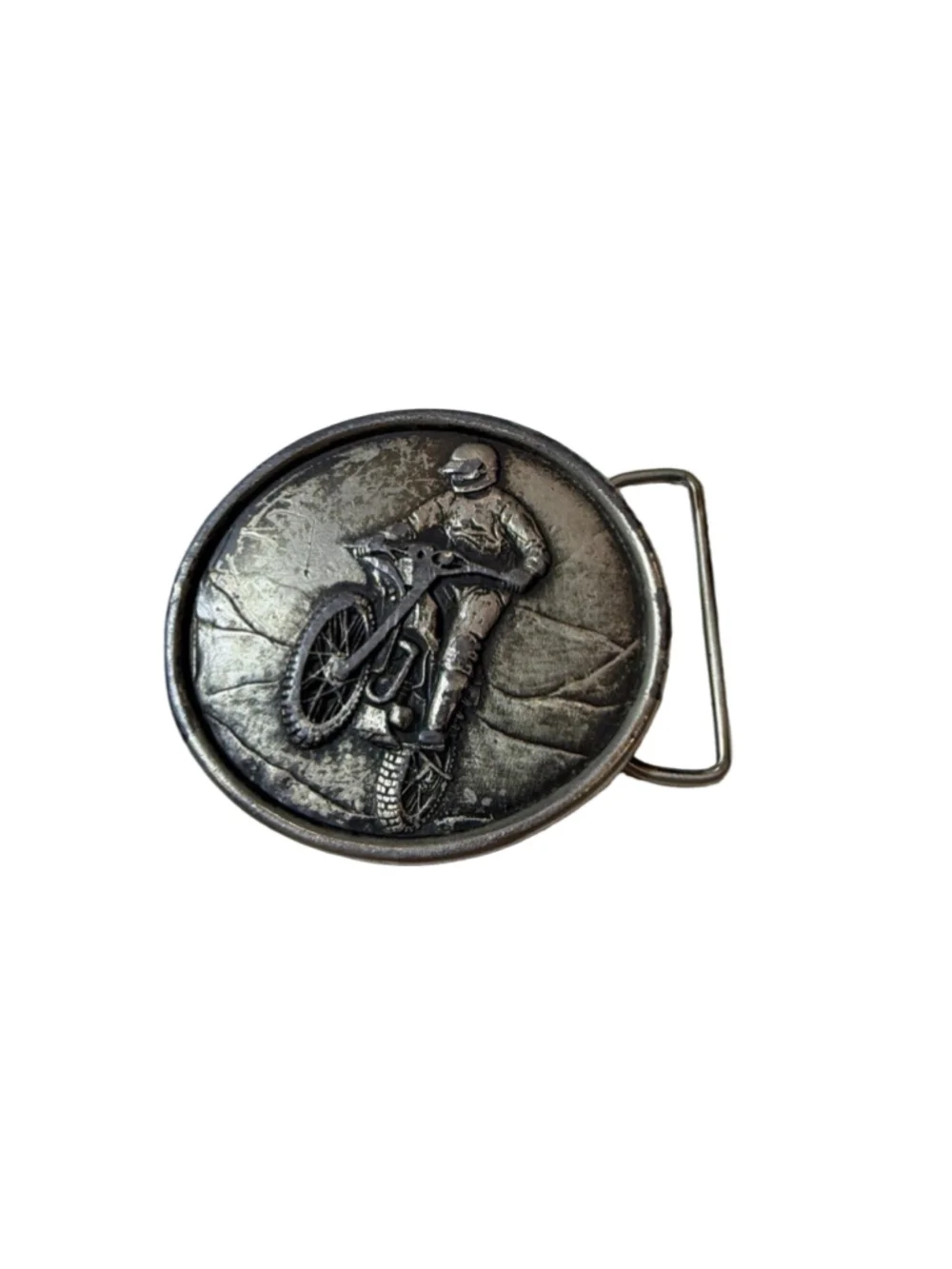 Vintage 1977 Indiana Metal Craft Motocross Dirt Bike Belt Buckle USA